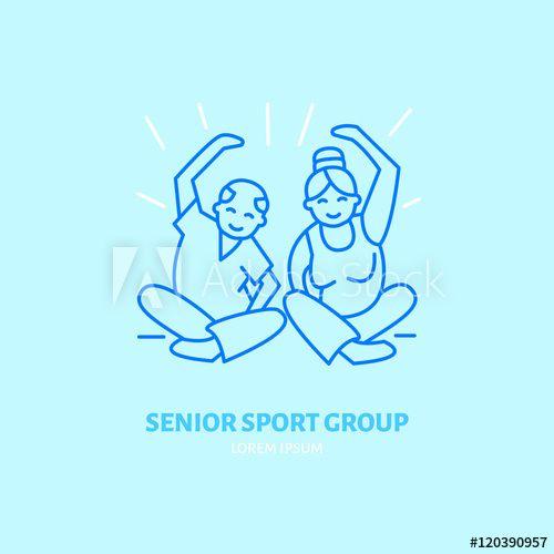 Elderly Logo - Modern vector line icon of gymnastics. Senior sport group linear ...