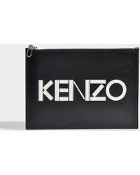 A4 Logo - Kenzo Logo A4 Pouch In Black Calfskin in Black - Lyst