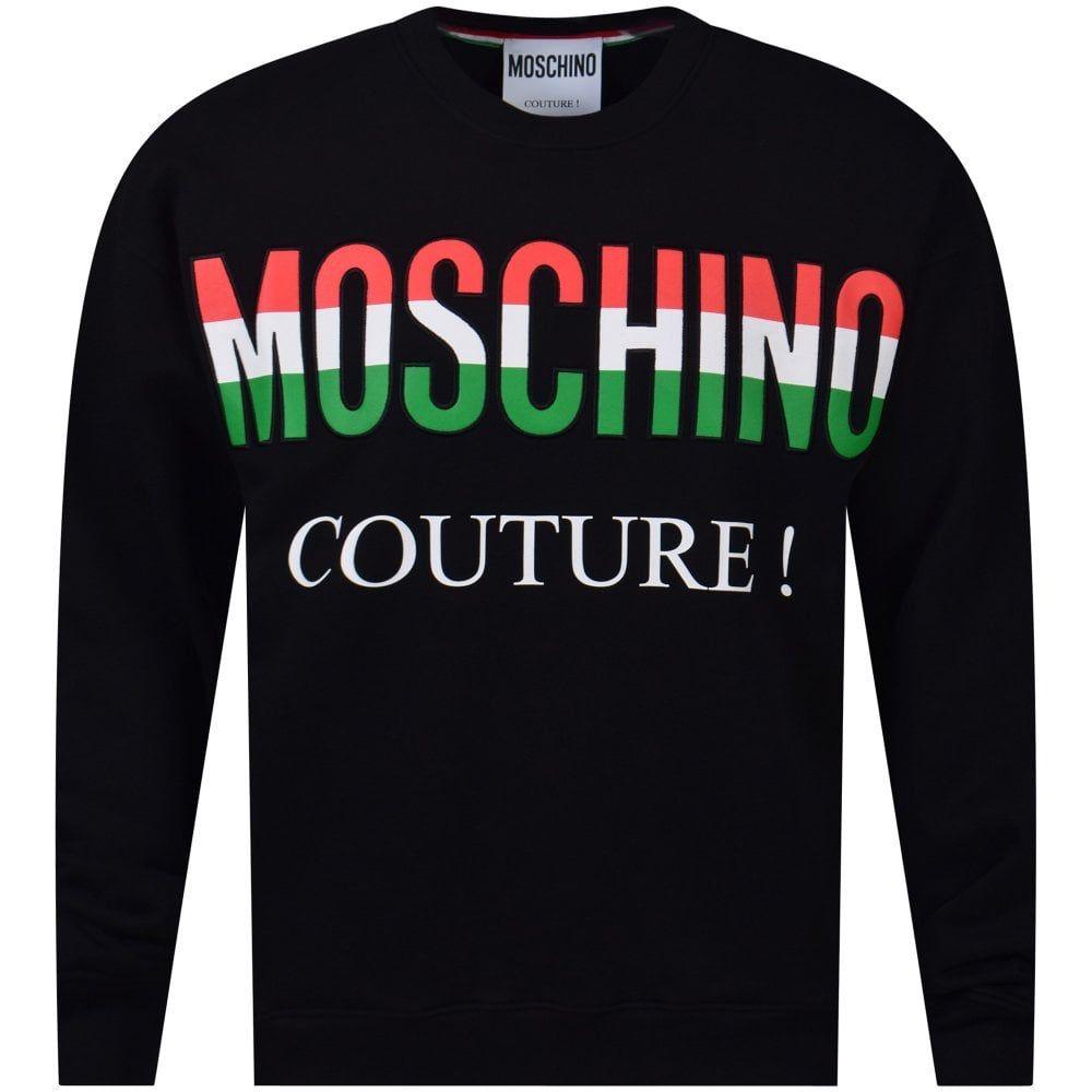Itilian Logo - MOSCHINO Black Italian Logo Sweatshirt - Men from Brother2Brother UK