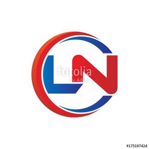 Ln Logo - ln logo vector modern initial swoosh circle blue and red Stock