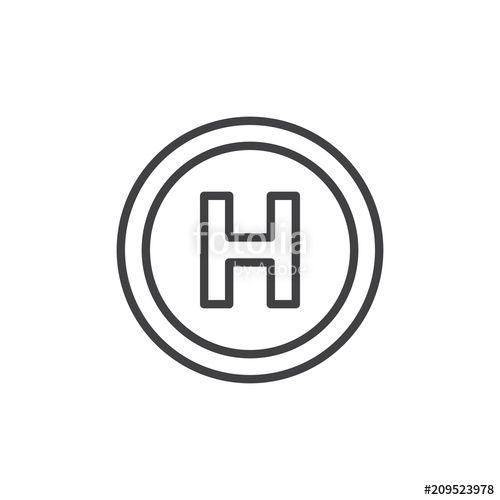 Heliport Logo - Helipad outline icon. linear style sign for mobile concept and web