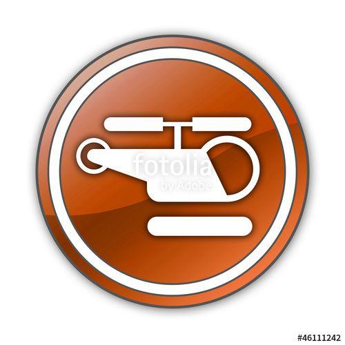 Heliport Logo - Orange Glossy Button 