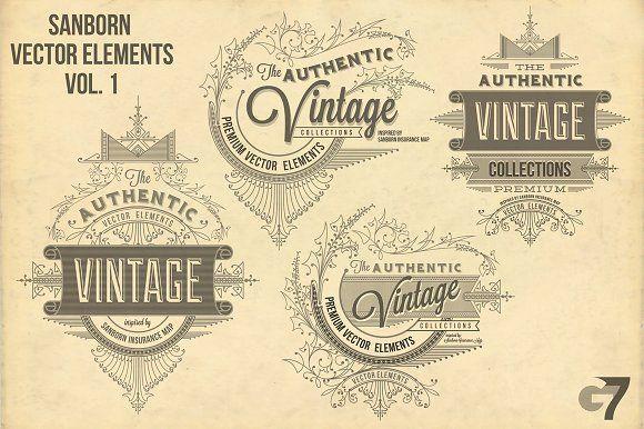 Sanborn Logo - Sanborn Vector Elements Vol. 1 Graphics Vintage Design Templates ...