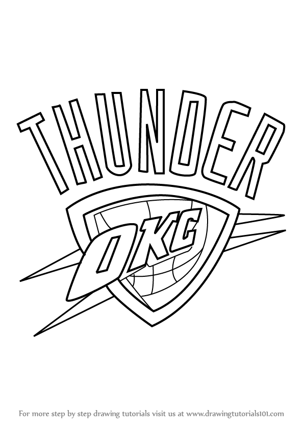OKC Logo - Learn How to Draw Oklahoma City Thunder Logo (NBA) Step