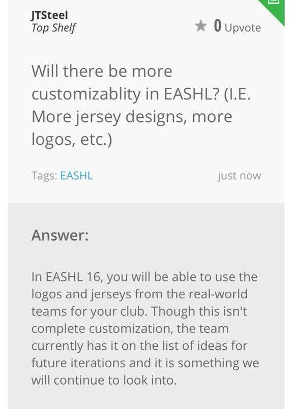 EASHL Logo - No custom jerseys or logos in EASHL confirmed : EA_NHL