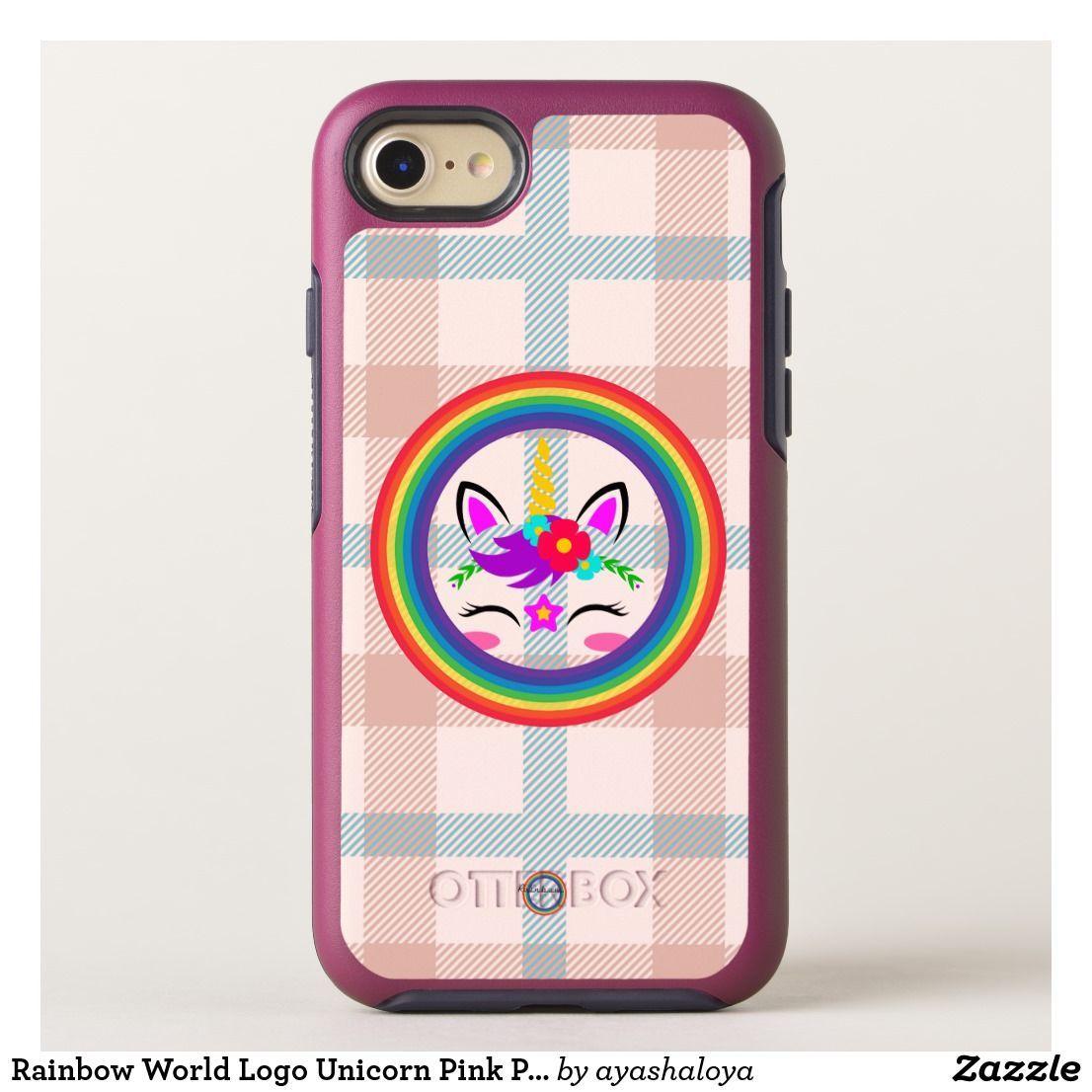 OtterBox Logo - Rainbow World Logo Unicorn Pink Plaid OtterBox Symmetry iPhone 8/7 ...