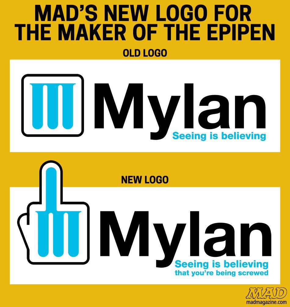 Mylan Logo - MAD's New Logo For The Maker Of The EpiPen | Mad Magazine