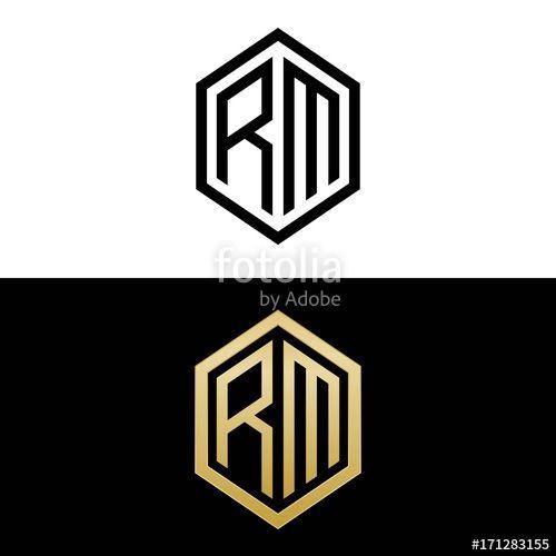 RM Logo - initial letters logo rm black and gold monogram hexagon shape vector ...