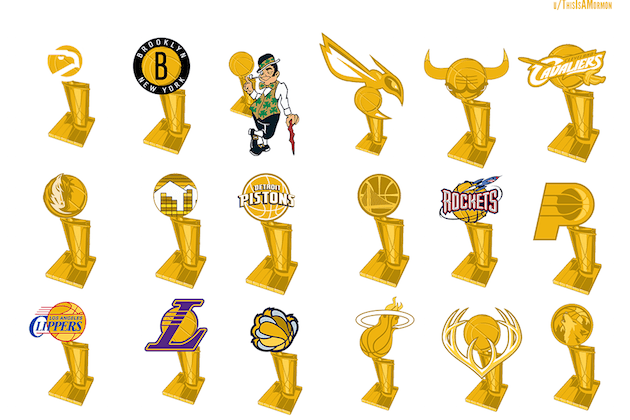 Trophy Logo - Graphic Designer Blends NBA Team Logos into Larry O'Brien Trophy ...