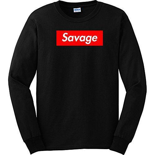 Slaughtergang Logo - Savage Red Box Logo Long Sleeve Shirt T Shirt Slaughter Gang Trap