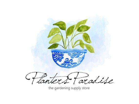 Planters Logo - Plant Logo Design Planters Logo Plant Vase Logo Blue Green | Etsy