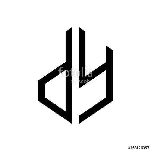 Dy Logo - initial letters logo dy black monogram hexagon shape vector Stock