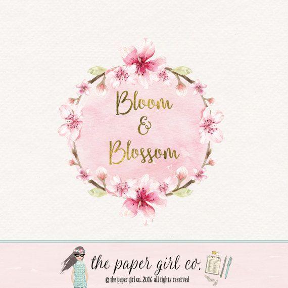 Blossom Logo - Cherry blossom logo wreath logo photography logo event planner logo