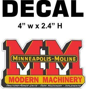 Moline Logo - 1 MM Modern Machinery Minneapolis Moline Vinyl Decal | eBay