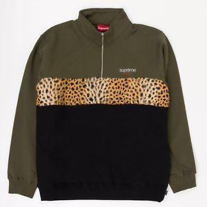 Half.ebay.com Logo - Supreme FW18 Leopard Panel Half Zip Sweatshirt pullover Box camp tee