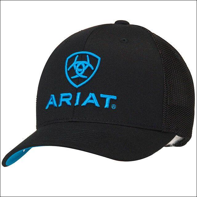 Half.ebay.com Logo - Ariat Flexfit Half Mesh Back Logo Black Baseball Cap Hat Small