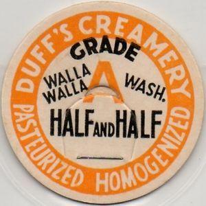 Half.ebay.com Logo - Milk Bottle Cap - Duff's Creamery - Walla Walla, Washington - HALF ...