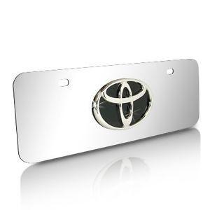 Half.ebay.com Logo - Toyota Black Infill Logo Half Size Chrome Steel License Plate