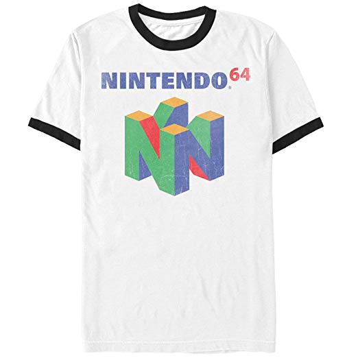 N64 Logo - Nintendo Men's Classic N64 Logo Ringer T Shirt: Clothing