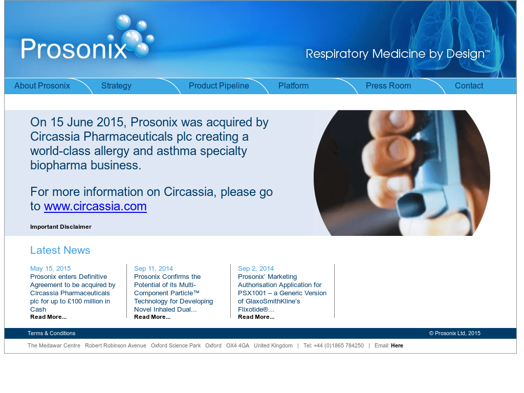 Circassia Logo - Prosonix Competitors, Revenue and Employees Company Profile
