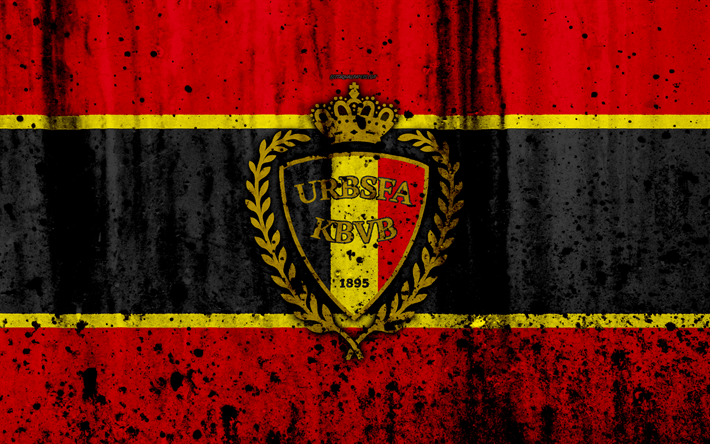 Belgium Logo - Download wallpapers Belgium national football team, 4k, logo, grunge ...