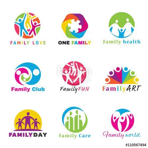 Fotolia Logo - Family logo circle art vector set design