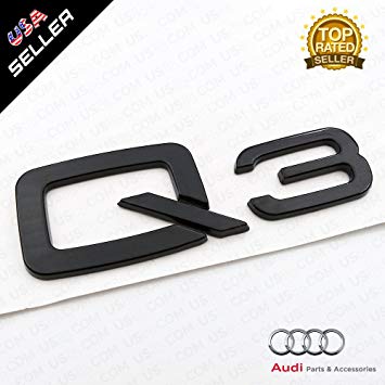 Q3 Logo - US85 OEM ABS Nameplate Audi Q3 Gloss Black Emblem 3D