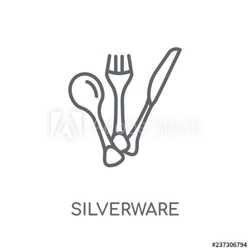 Silverware Logo - Silverware linear icon. Modern outline Silverware logo concept on ...