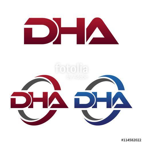 DHA Logo - Modern 3 Letters Initial logo Vector Swoosh Red Blue dha