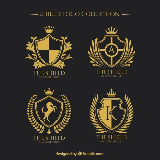 Shields Logo - Logos of golden shields collection Vector