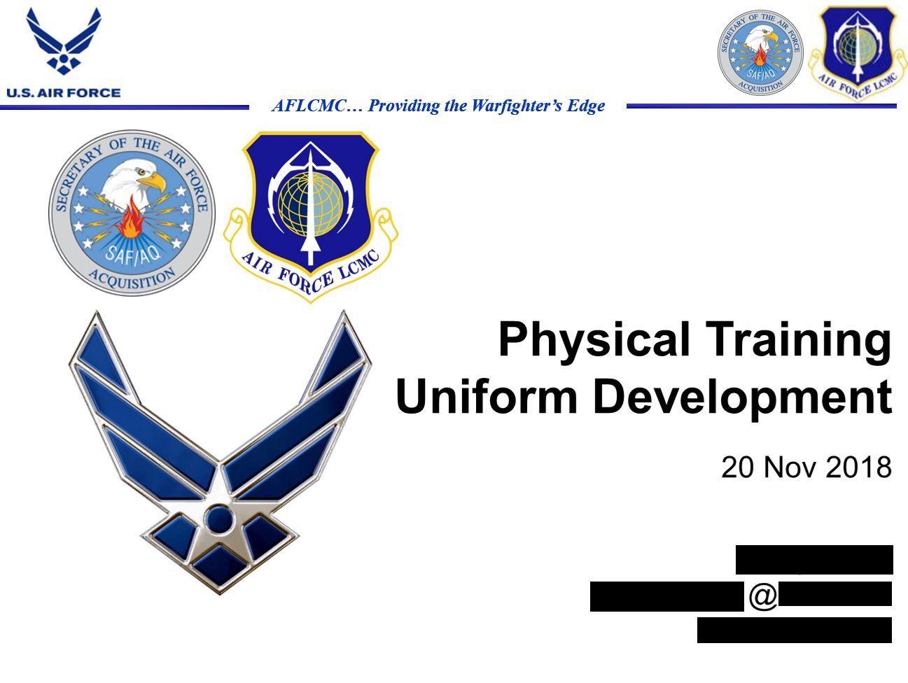 AFLCMC Logo - A New PT Uniform For The US Air Force? - Soldier Systems Daily