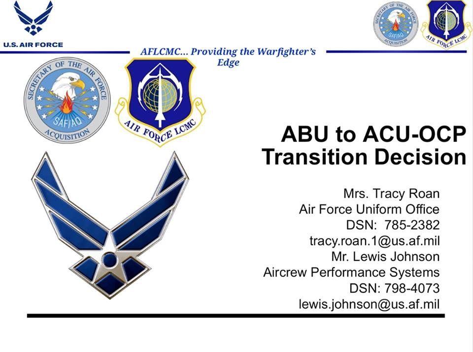 AFLCMC Logo - USAF OCP Transition Update - Soldier Systems Daily