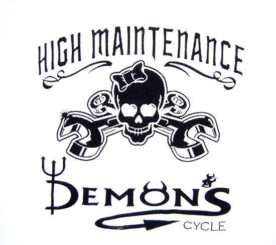 Maitenece Logo - Demon's Cycle Logo Ladies T-Shirt 