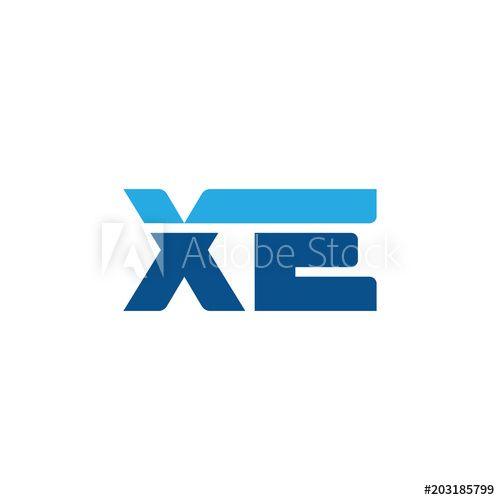 Xe Logo - Initial letter XE, straight linked line bold logo, simple flat blue ...