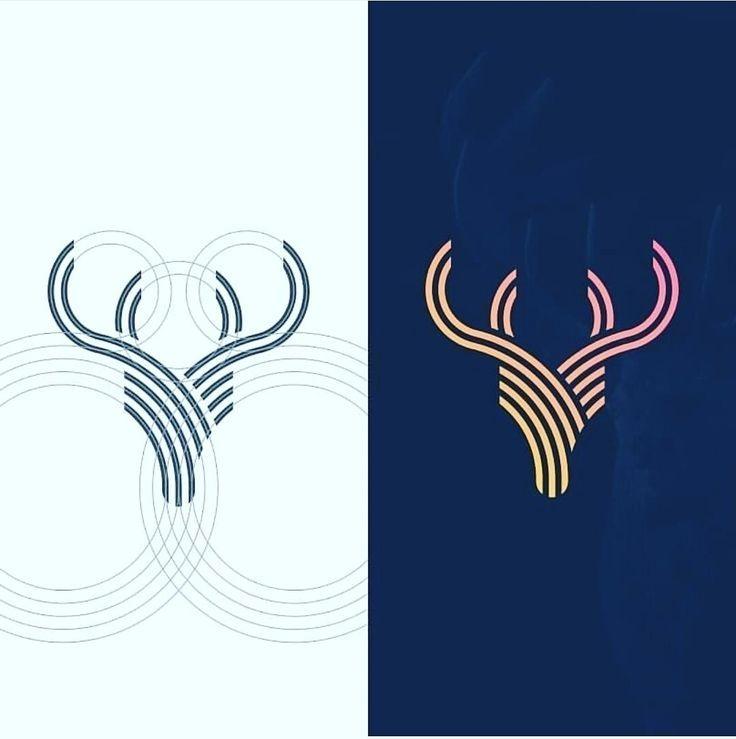Raindeer Logo - Amazing and interesting line art reindeer logo | Logo Design ...