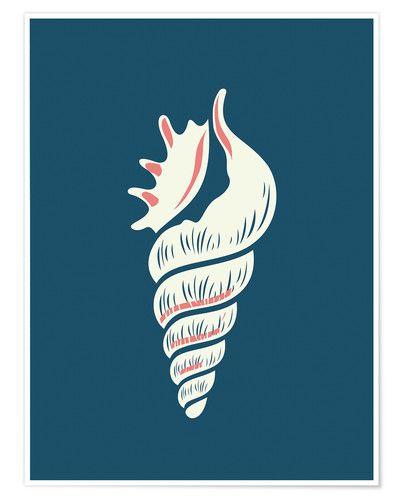 Conch Logo - Nory Glory Prints Nautical conch logo sea nautical ocean art Poster