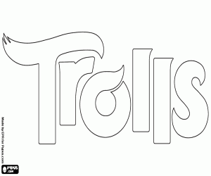 Trolls Logo - Logo of the film Trolls coloring page printable game