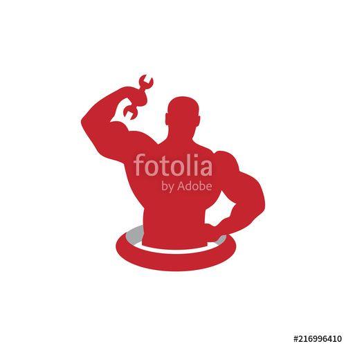 Screwdriver Logo - Man Fitness Hold Screwdriver Logo Stock Image And Royalty Free