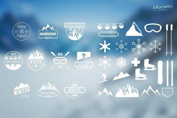 Winter Logo - Winter Season Badges Logos ~ Logo Templates ~ Creative Market