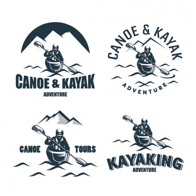 Canoe Logo - Canoe & kayak badge logo designs template set Vector