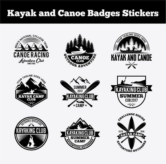 Canoe Logo - Kayak and Canoe Badges Stickers Logo Templates Creative Market