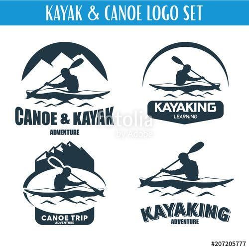 Canoe Logo - Canoe or Kayaking Logo Designs Template Set Stock image and royalty
