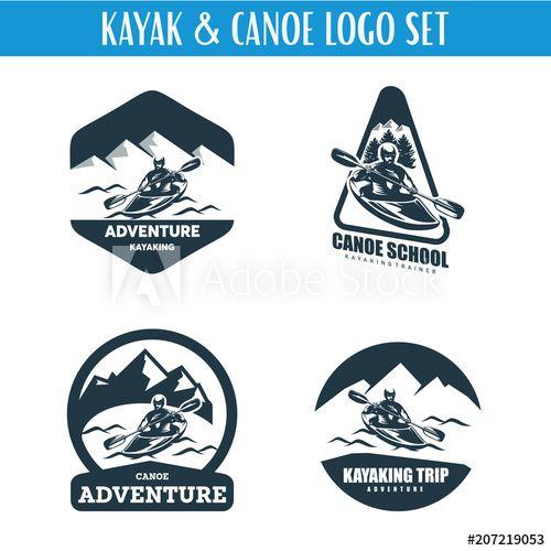 Canoe Logo - Canoe or Kayaking Logo Designs Template Set this stock vector