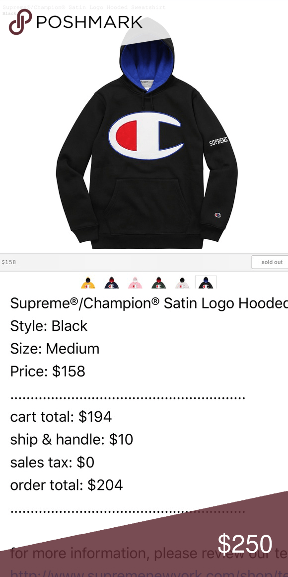 Satin Logo - Supreme champion satin logo hoodie Ship once I receive. Price is ...