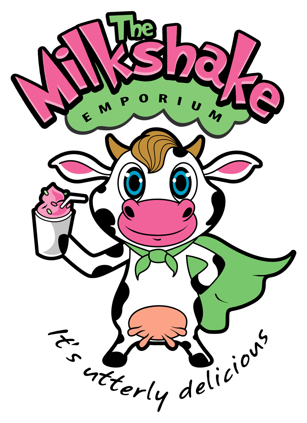 Milkshake Logo - Cartoon logo design. The Milkshake Emporium promises utterly