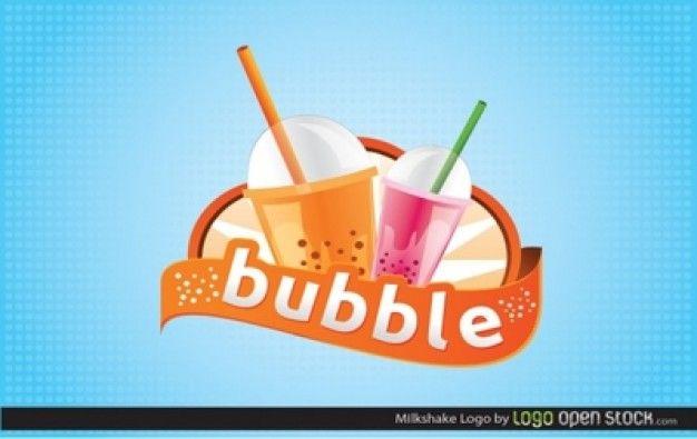 Milkshake Logo - Milkshake glasses logo with bubbles Vector