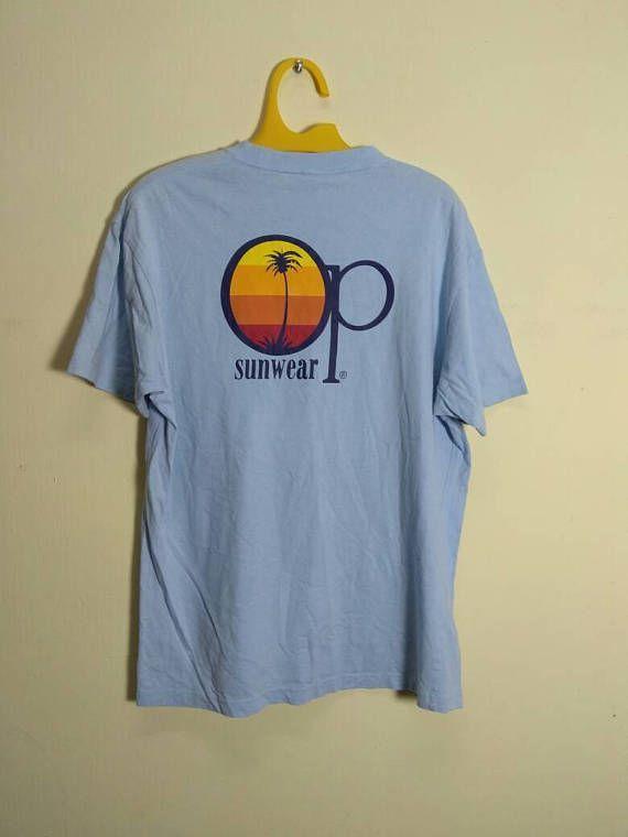 Sunwear Logo - Vintage OP Ocean Pacific Sunwear Big Logo on the Back Drawing T ...