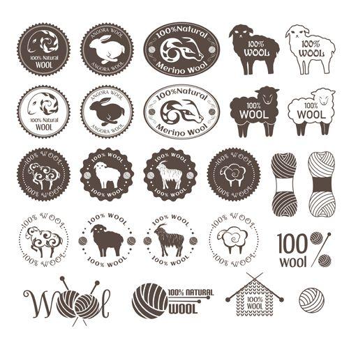 Wool Logo - Natural wool logo with badge vector 08 free download
