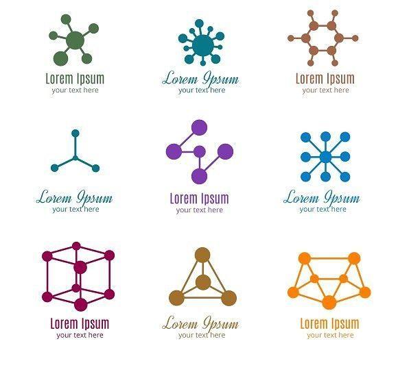 Molecule Logo - Dna and molecule logos. Technology icons. $5.00 | Technology Logos ...