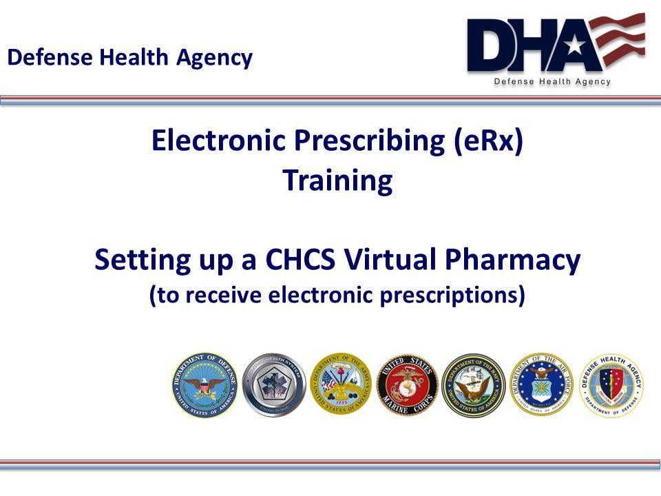 E-Prescriptions Logo - Defense Health Agency Electronic Prescribing (eRx) Training Setting